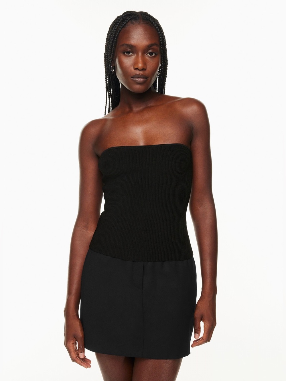 Babaton Black Sculpt Knit Strapless Top